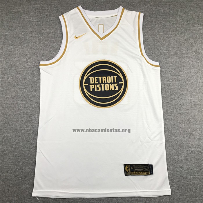 Camiseta Golden Edition Detroit Pistons Derrick Rose  NO 25 Blanco